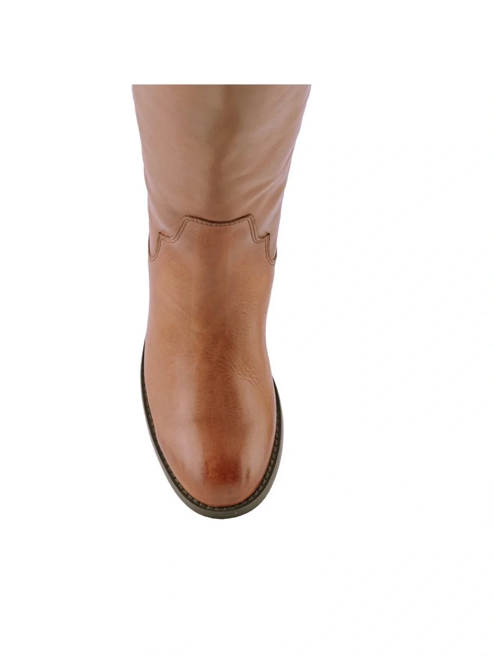 Frye exposed stitching